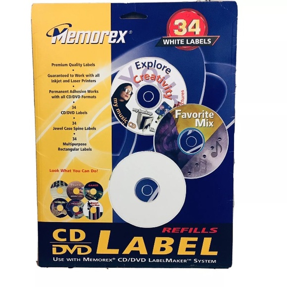CD/DVD Memorex Label Refills 34 New Package - Picture 1 of 9